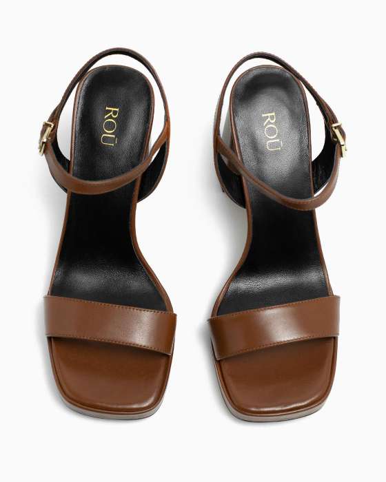 Босоножки ROU на платформе коричневые