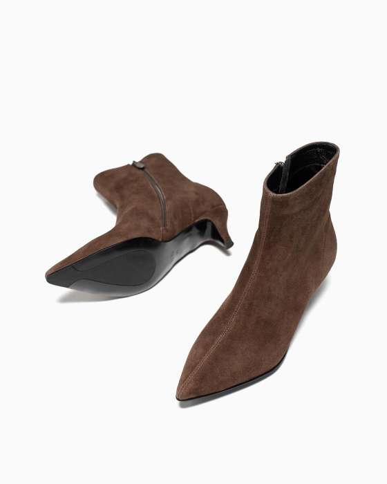 Ботильоны ROU китен две строки коричневые