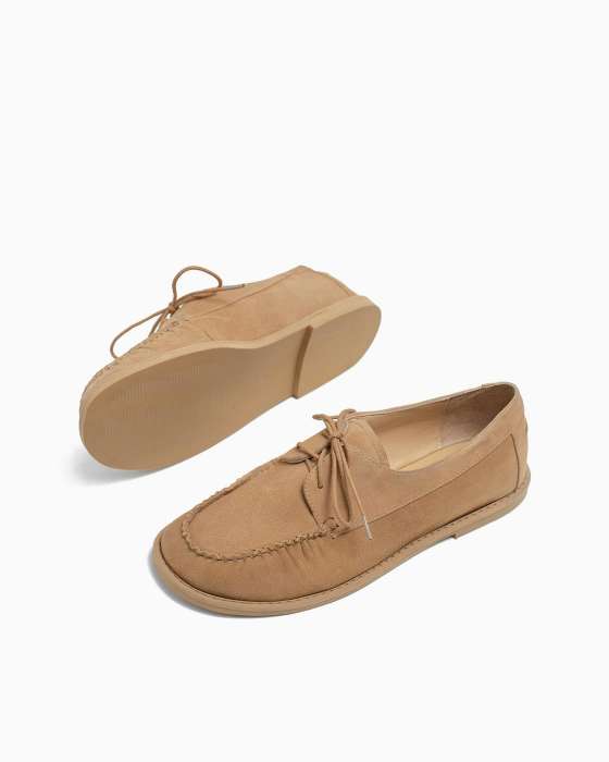 Туфли ROU бежевые со шнуровкой