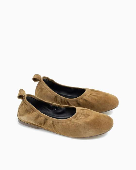 Балетки ROU на резинке замшевые