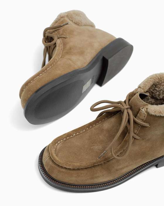 Ботинки ROU бежевые с мехом