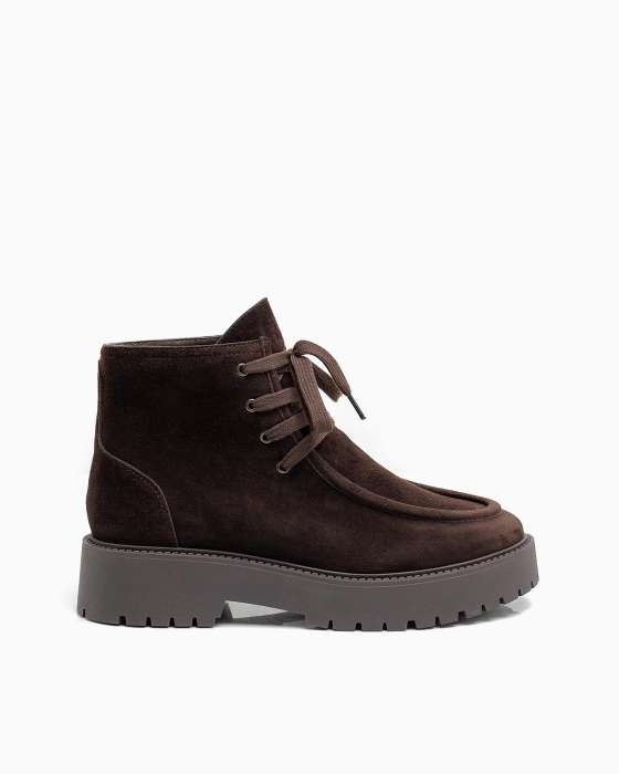 Ботинки ROU со строчкой замшевые утепленные