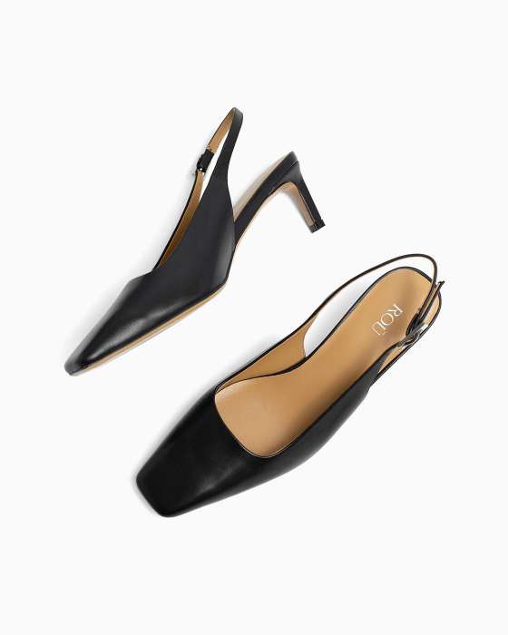 Босоножки ROU с квадратным носиком на каблуке