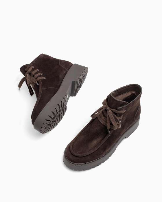 Ботинки ROU со строчкой замшевые