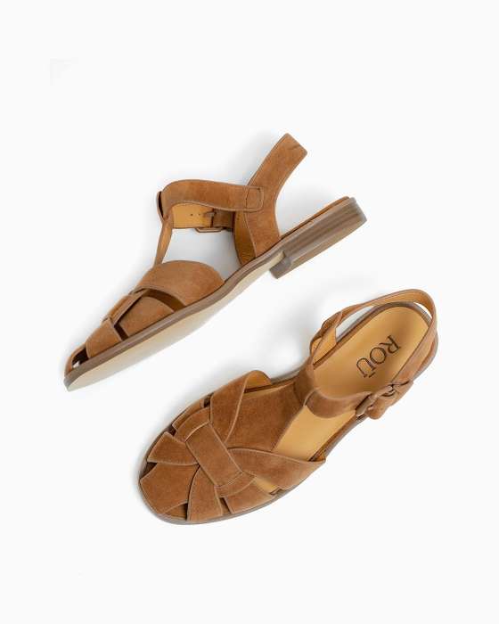 Босоножки ROU плетеные в замше