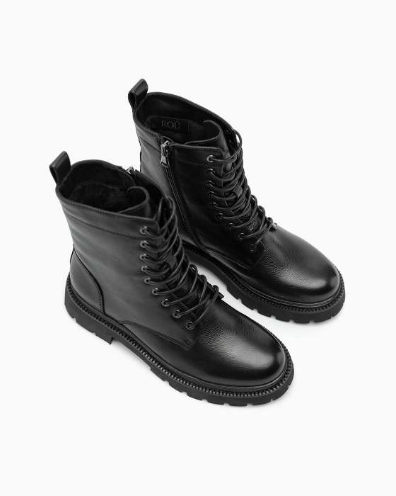 Ботинки ROU кожаные черные