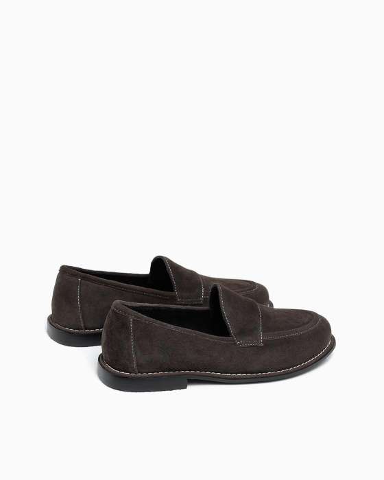 Лоферы ROU с белой прострочкой