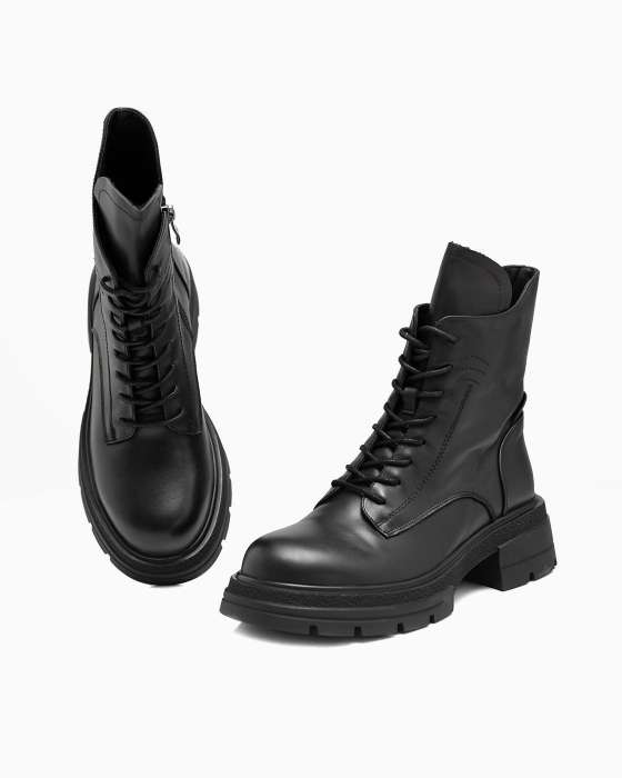 Ботинки ROU с кожаными вставками на пятке и тремя строчками но голенище утепленные