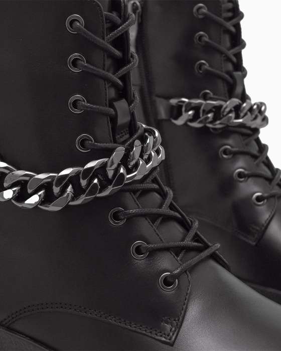 Черные демисезонные ботинки ROU с цепочкой и застежкой