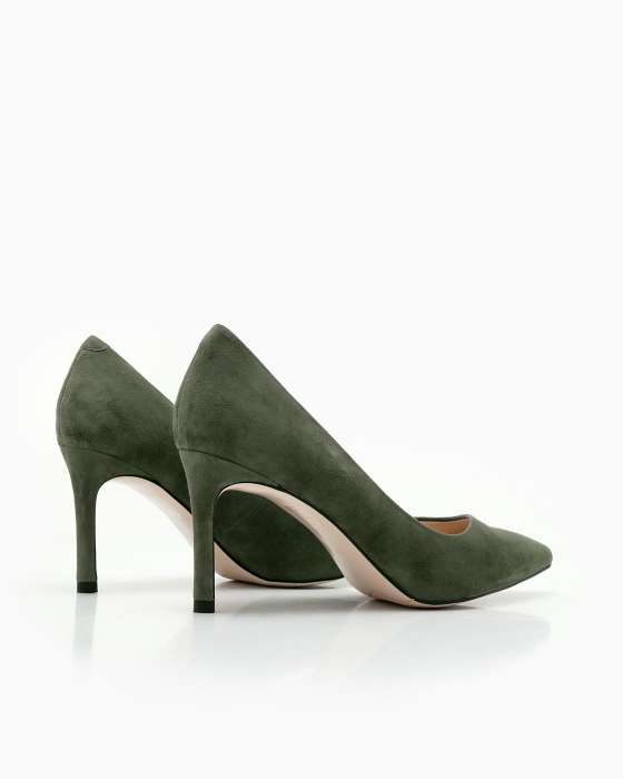 Зеленые замшевые туфли ROU на среднем каблуке