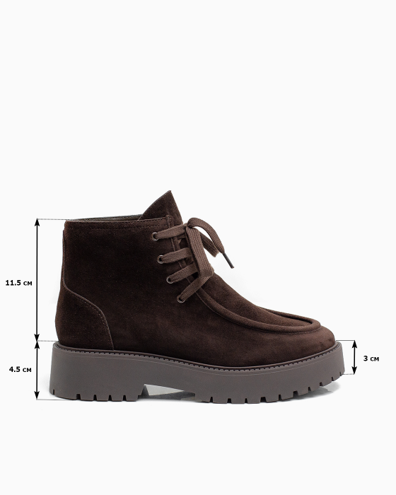 Ботинки ROU со строчкой замшевые
