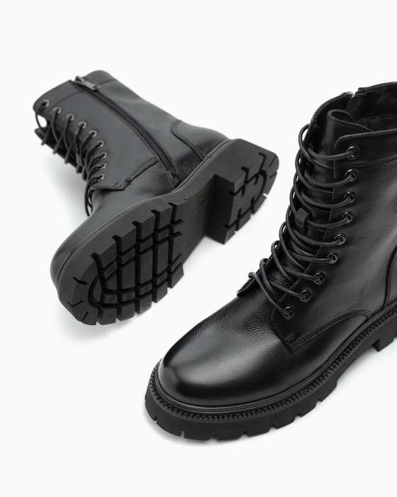 Ботинки ROU кожаные черные