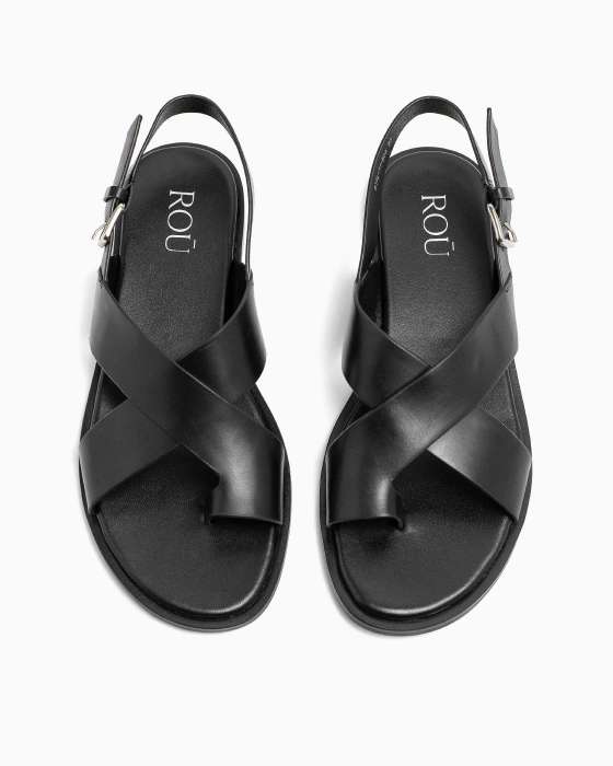 Сандалии ROU через палец классические черные
