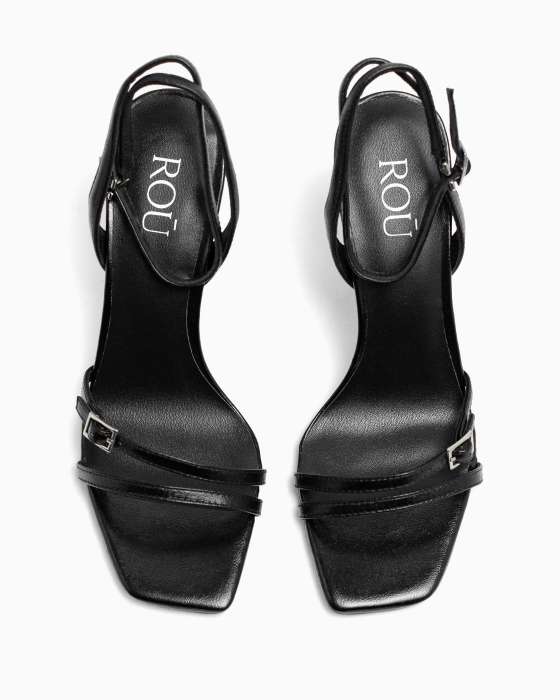 Босоножки ROU с ремешками черные
