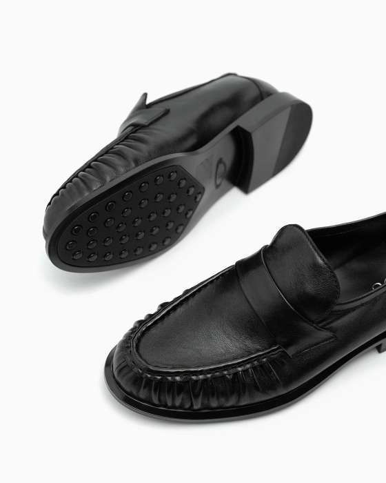 Лоферы ROU ретро черные