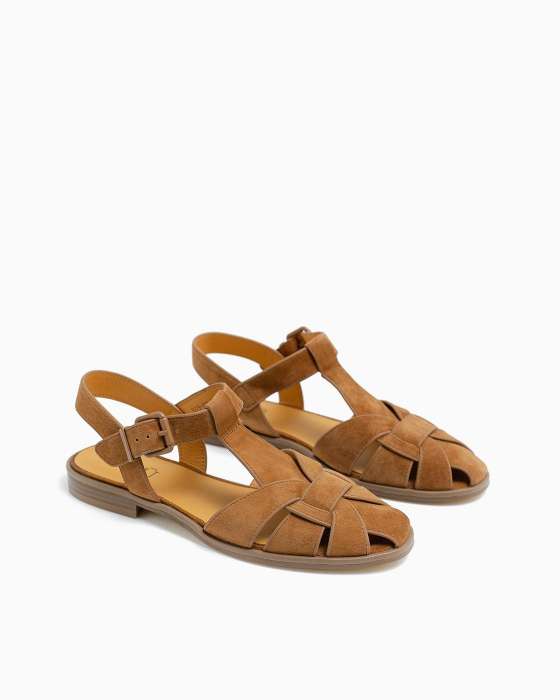 Босоножки ROU плетеные в замше