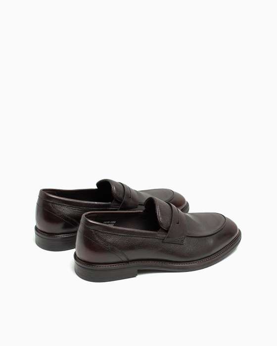 Лоферы ROU с зернистой кожей коричневые