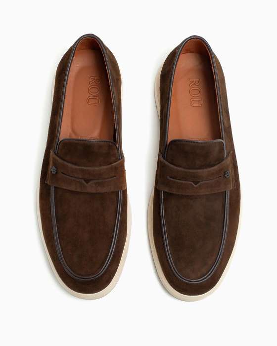 Лоферы ROU спортивные в замше