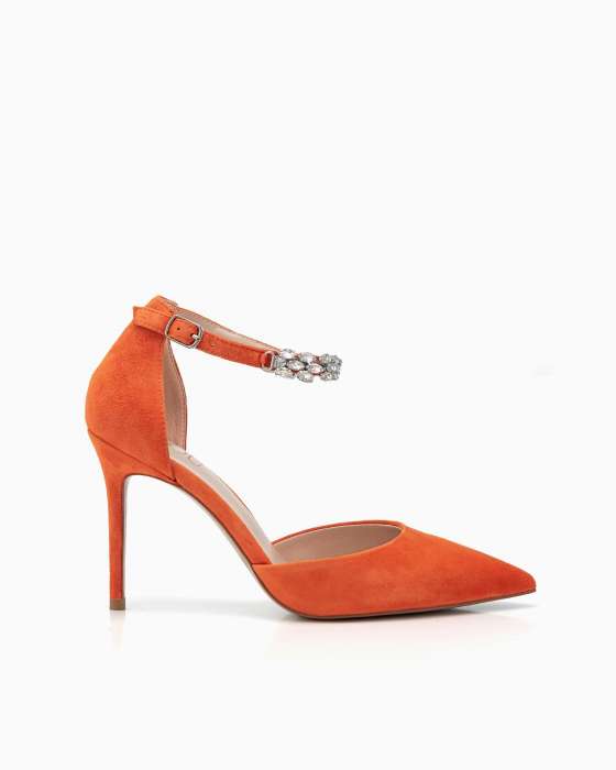 Оранжевые замшевые туфли ROU на каблуке