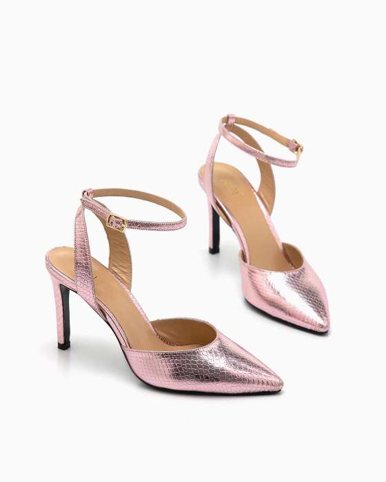 Летние туфли ROU в цвете металлик с розовым оттенком