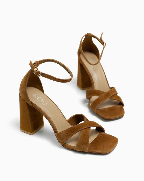 Босоножки ROU на платформе рыжие