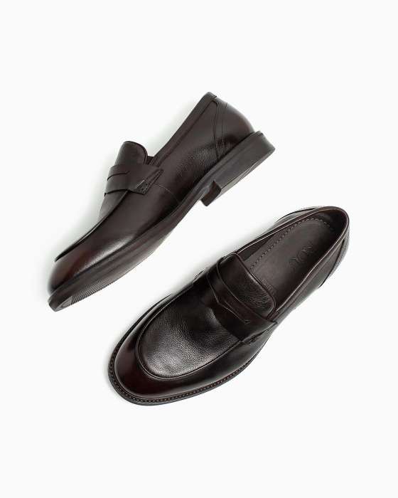 Лоферы ROU с зернистой кожей коричневые