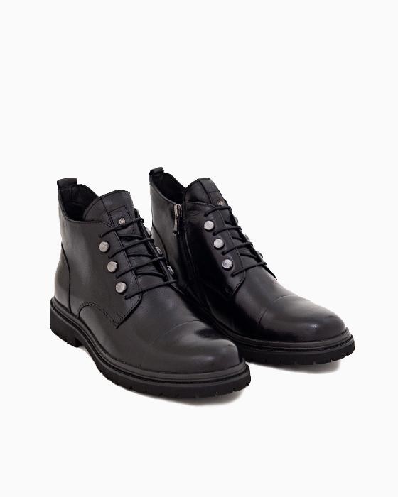 Черные кожаные ботинки ROU