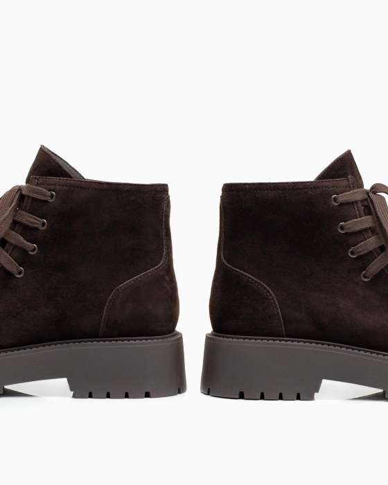 Ботинки ROU со строчкой замшевые