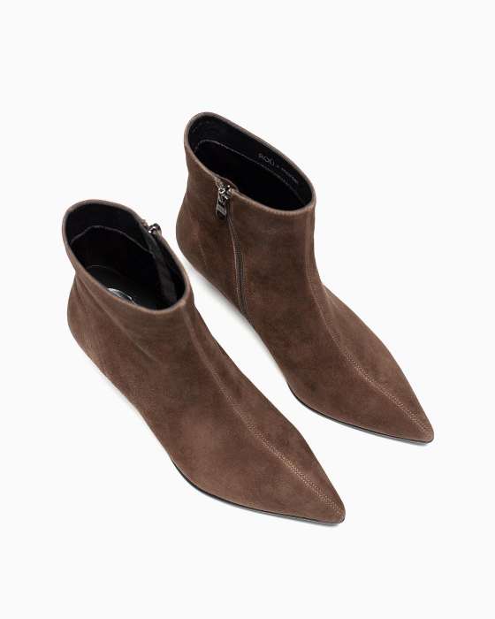 Ботильоны ROU китен две строки коричневые