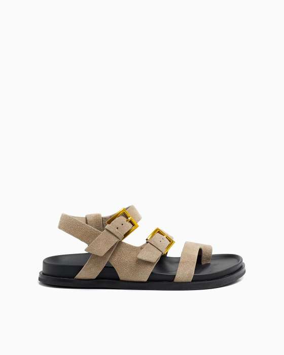 Сандалии ROU через палец спорт замшевые бежевые