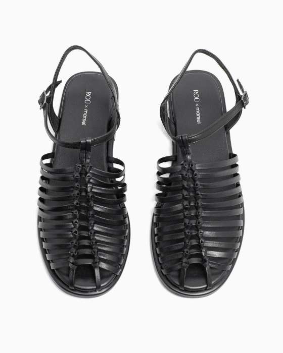 Сандалии ROU в черную полоску
