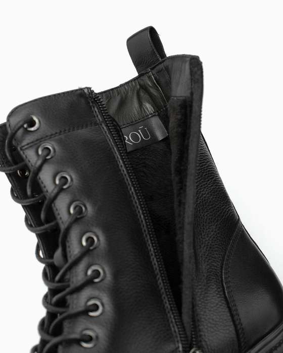 Ботинки ROU кожаные черные