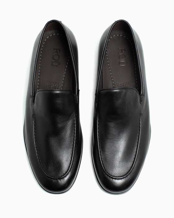 Лоферы ROU прострочка черные