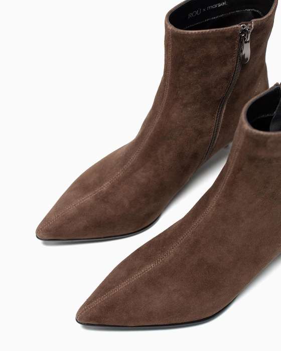 Ботильоны ROU китен две строки коричневые