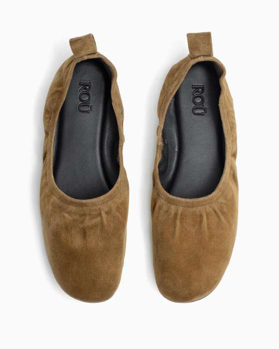 Балетки ROU на резинке замшевые