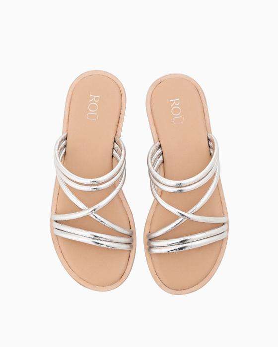 Шлепанцы ROU серебристого цвета