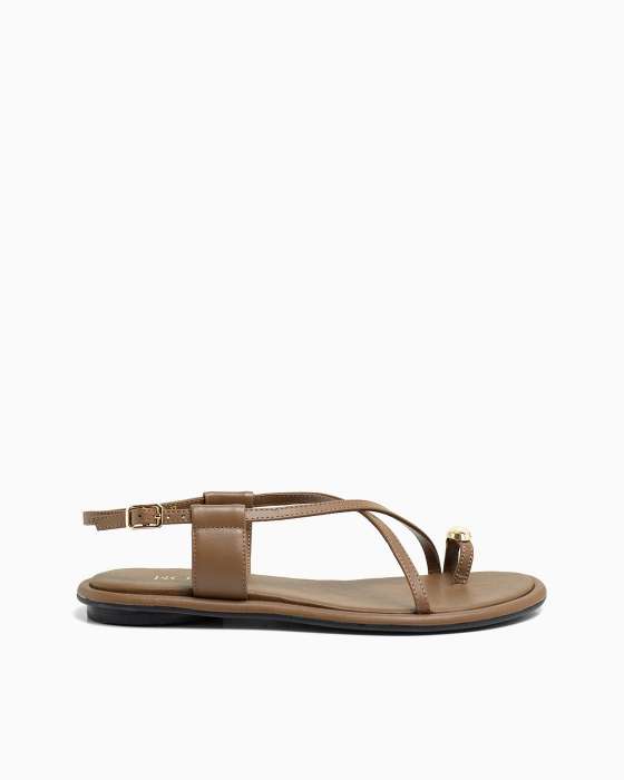 Сандалии ROU через палец накрест с золотой фурнитурой