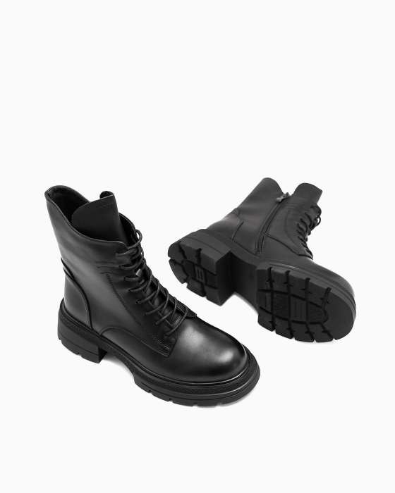 Ботинки ROU с кожаными вставками на пятке и тремя строчками но голенище утепленные