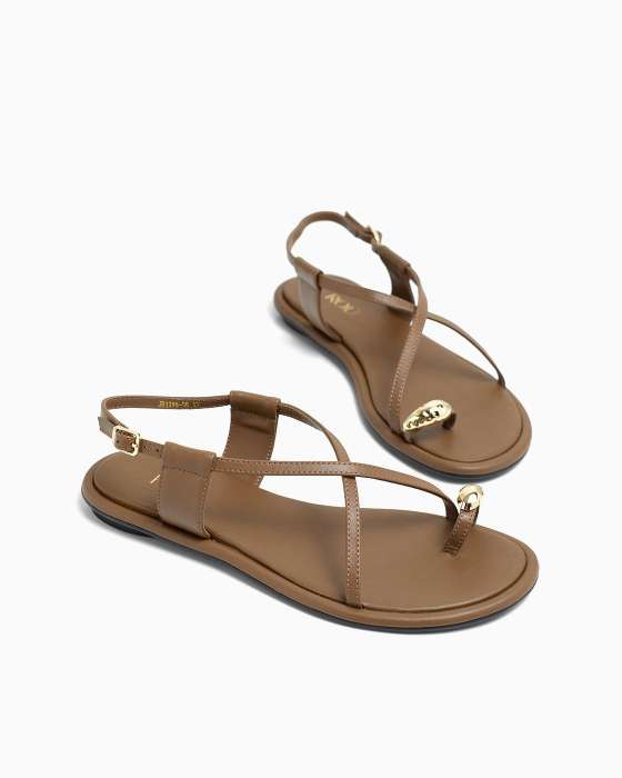 Сандалии ROU через палец накрест с золотой фурнитурой