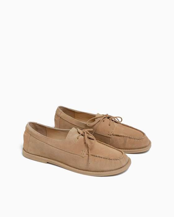 Туфли ROU бежевые со шнуровкой