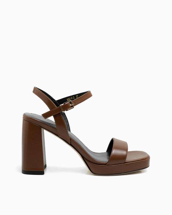 Босоножки ROU на платформе коричневые