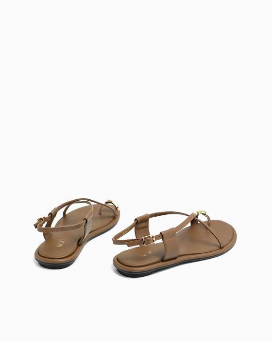 Сандалии ROU через палец накрест с золотой фурнитурой