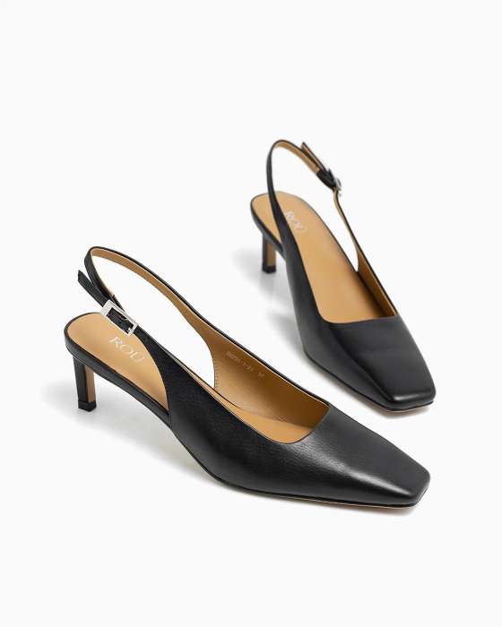 Босоножки ROU с квадратным носиком на каблуке