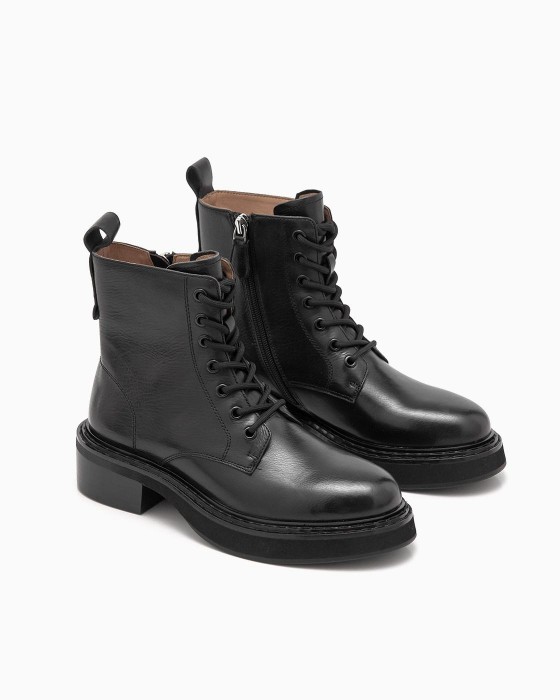 Черные брутальные ботинки  ROU на шнуровке и кожаной подкладке
